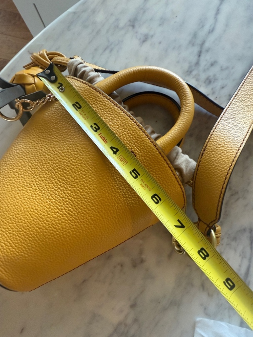 See By Chloé Yellow Mini Bucket Bag with Woven Charm - Picture 10 of 12